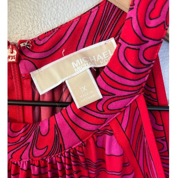 MICHAEL KORS Cynthia Paisley Halter Maxi Dress Radiant Pink Size 1X - Picture 4 of 8